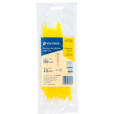 Bolsa con 50 cinchos plásticos 40 lb, 150x3.5 mm, amarillos